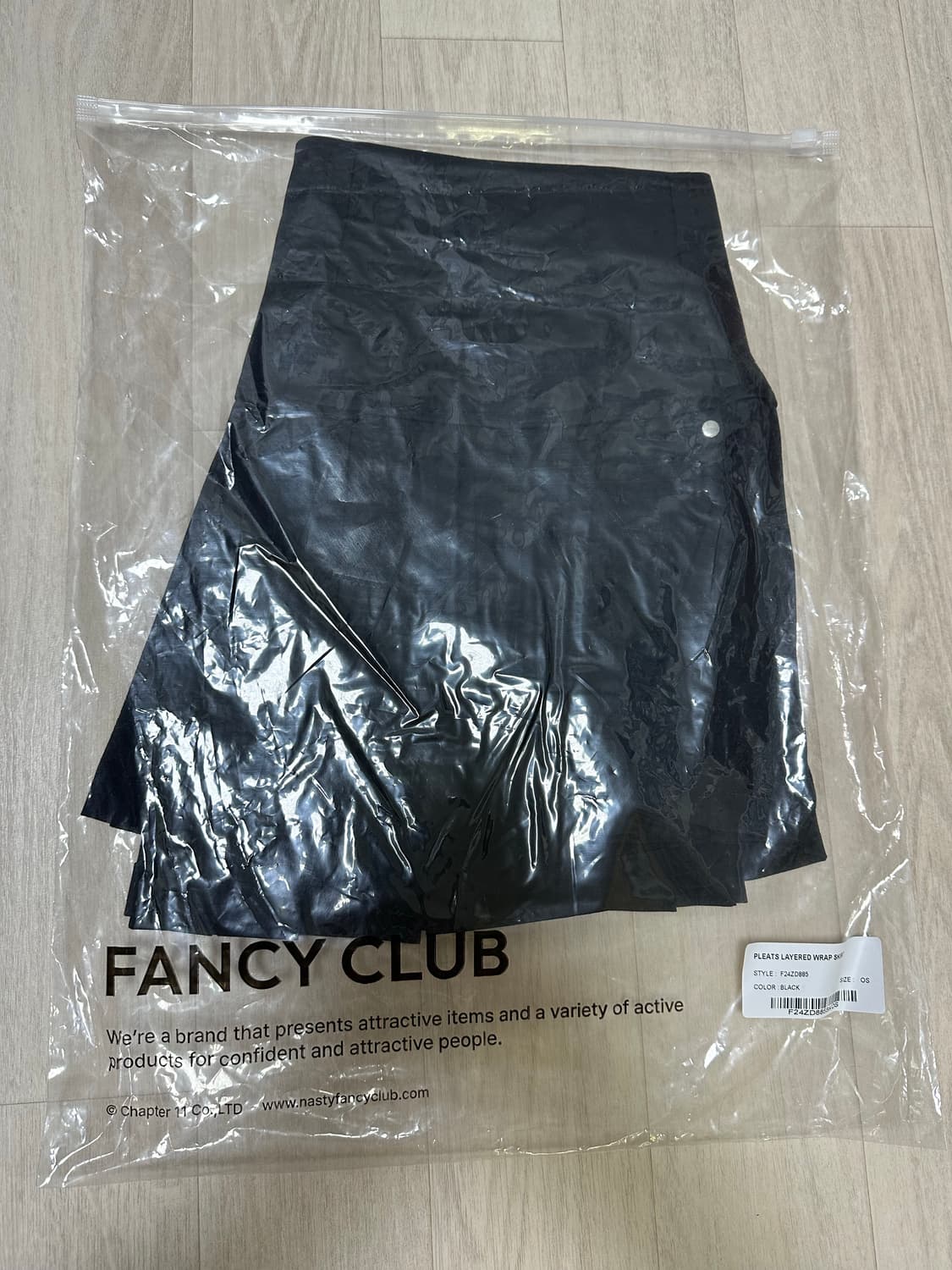 (새상품)팬시클럽 플리츠 레이어드 랩 스커트(black) 상품이미지5