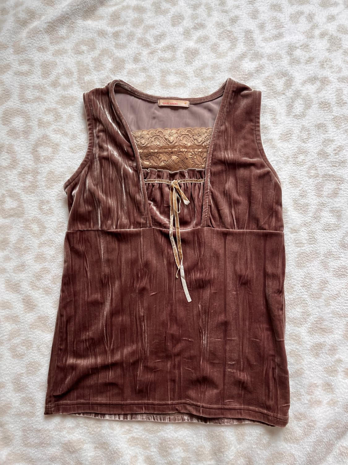 Brown velvet lace sleeveless 상품이미지1