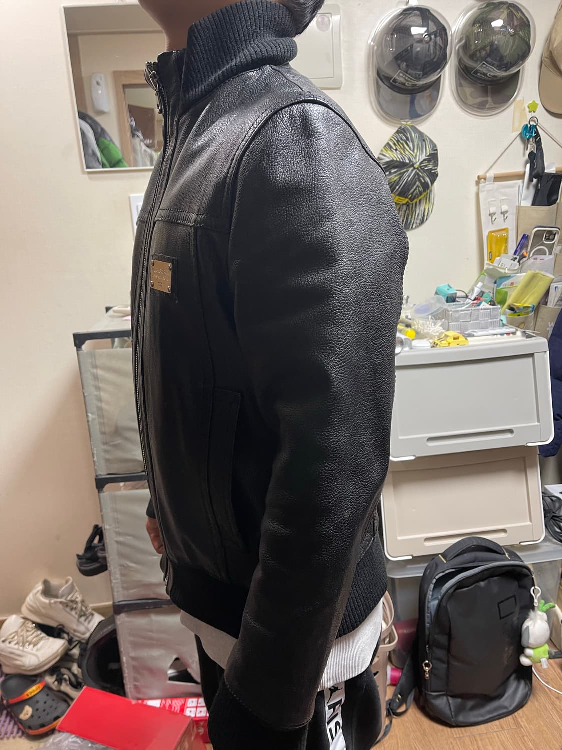 돌체앤가바나 블랙 가죽 봄버 자켓 상품이미지8