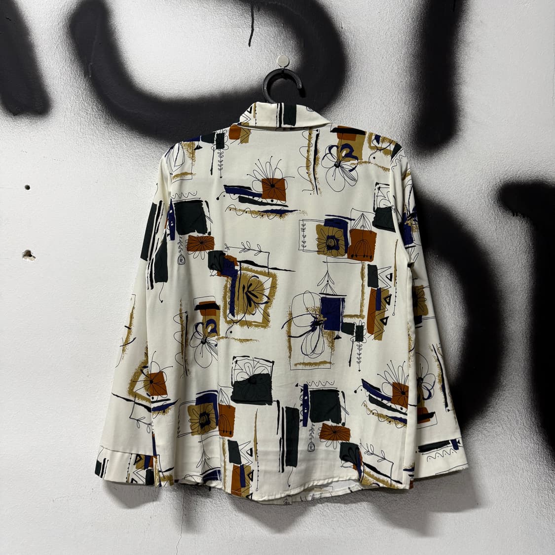 VTG 빈티지 화이트 패턴 블록 긴팔 셔츠 상품이미지2