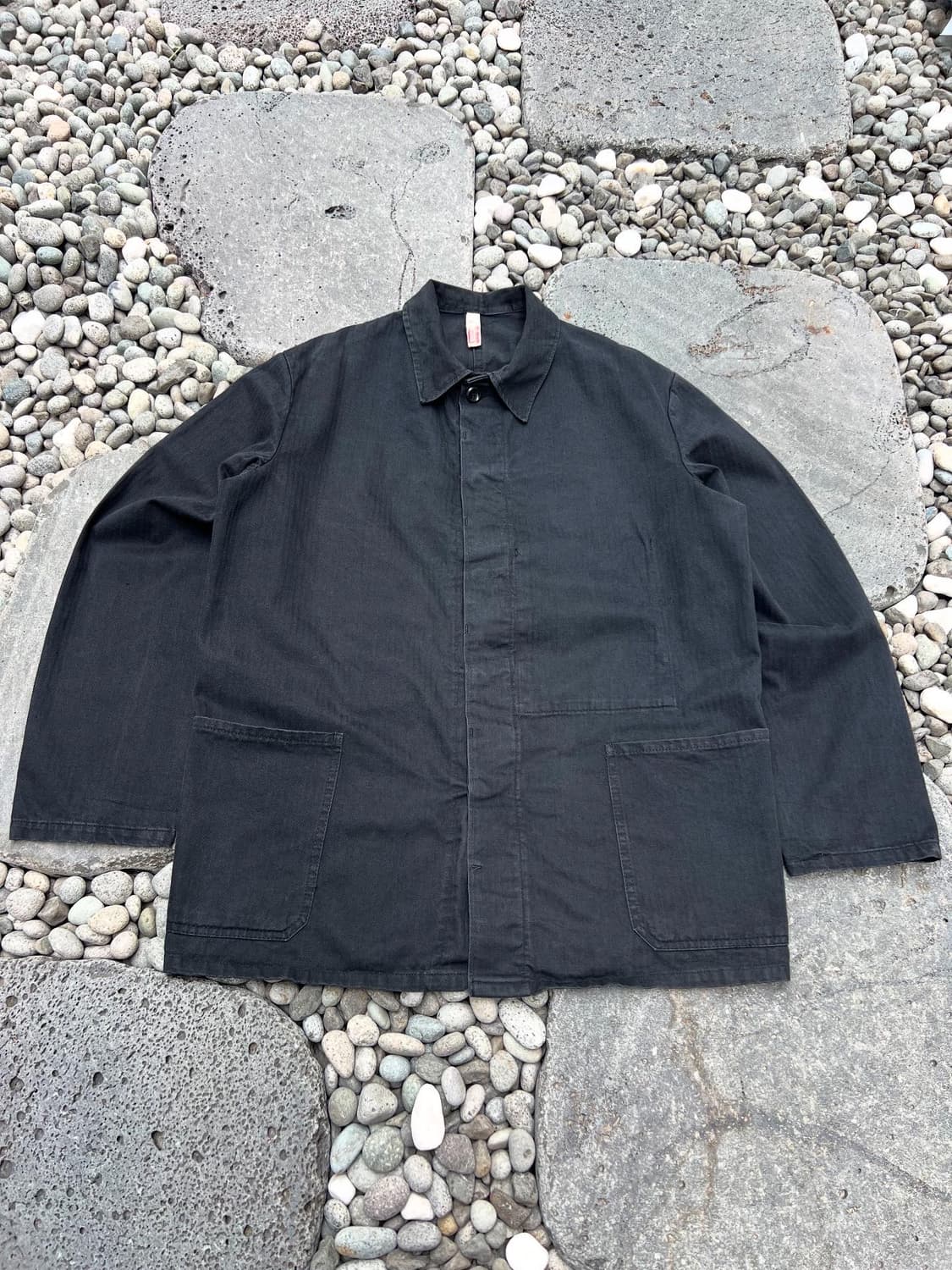 OLD VINTAGE BLACK HBT 헤링본트윌 블랙프렌치워크자켓 상품이미지1