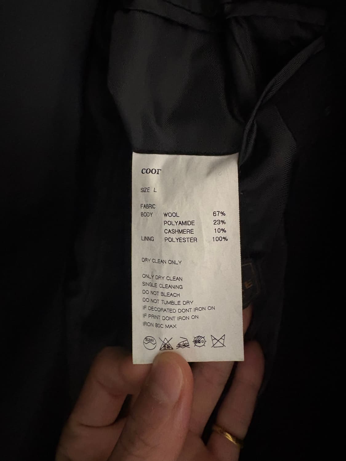 COOR 쿠어 MTR 오버핏 더블 블랙 롱 L사이즈 상품이미지4