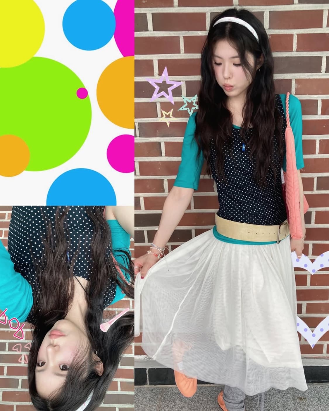 땡땡이 복고소녀 빈티지 코디세트 3pcs 상품이미지1
