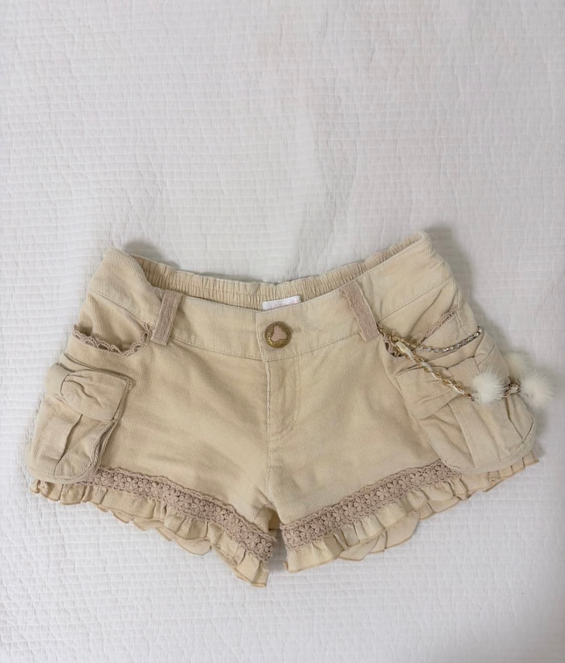 리즈리사 고전 히메갸루 폼폼 퍼 레이스 팬츠 큐롯 라떼갸루 히메카지 상품이미지1