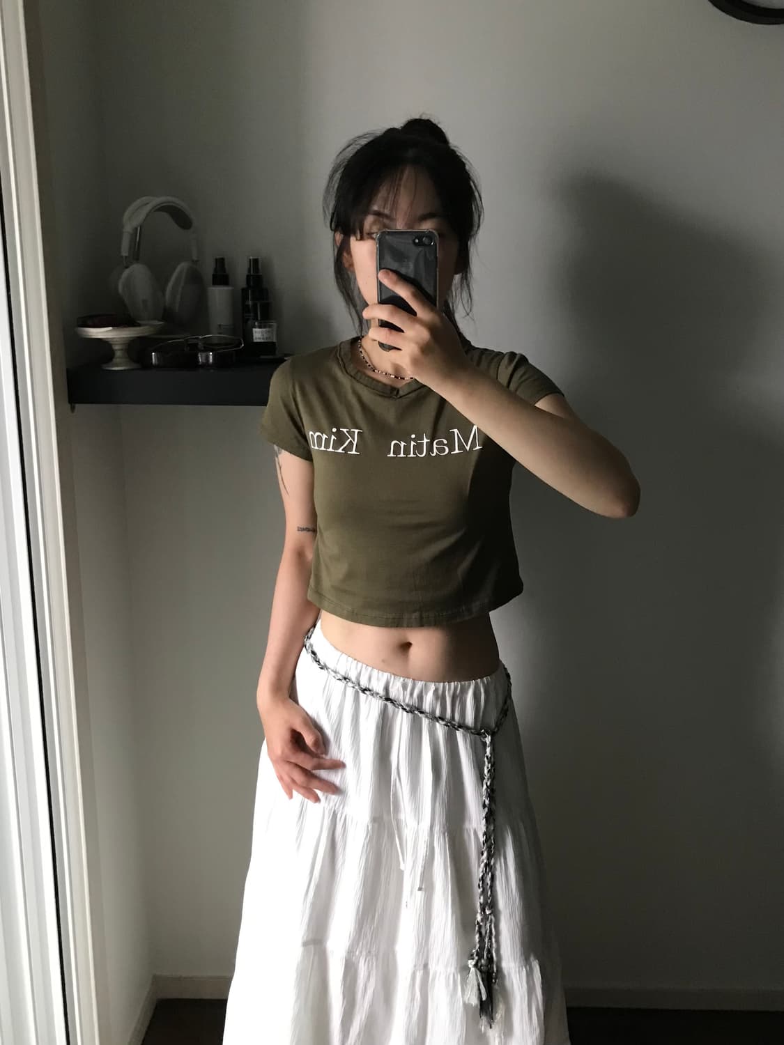 마뗑킴 로고 카키 크롭티  상품이미지2