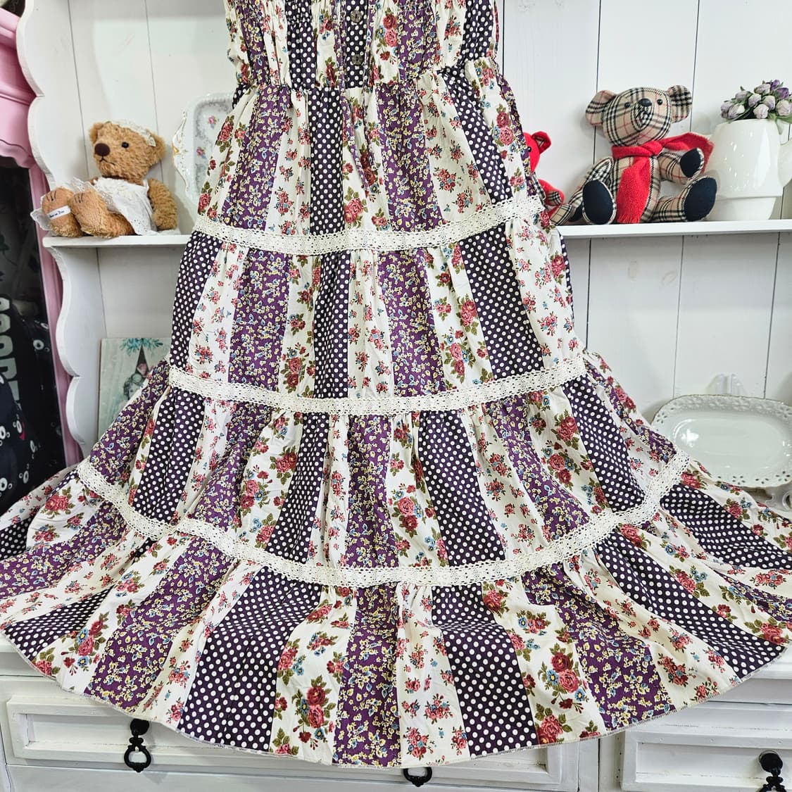 패치워크 플라워 롱원피스 상품이미지6