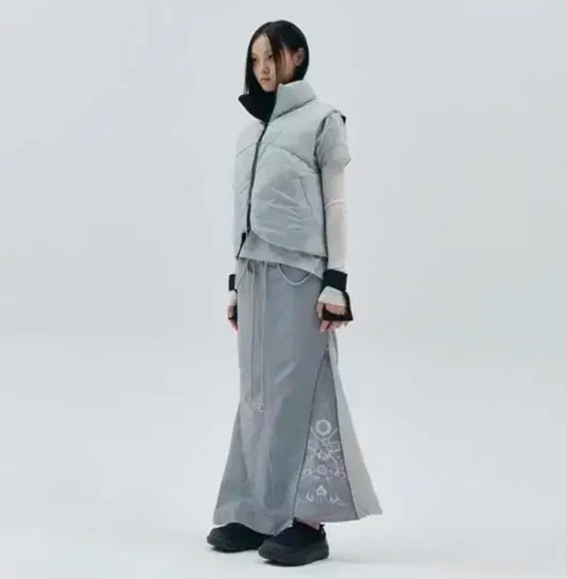ojos Mermaid Unbalance Skirt grey 상품이미지1