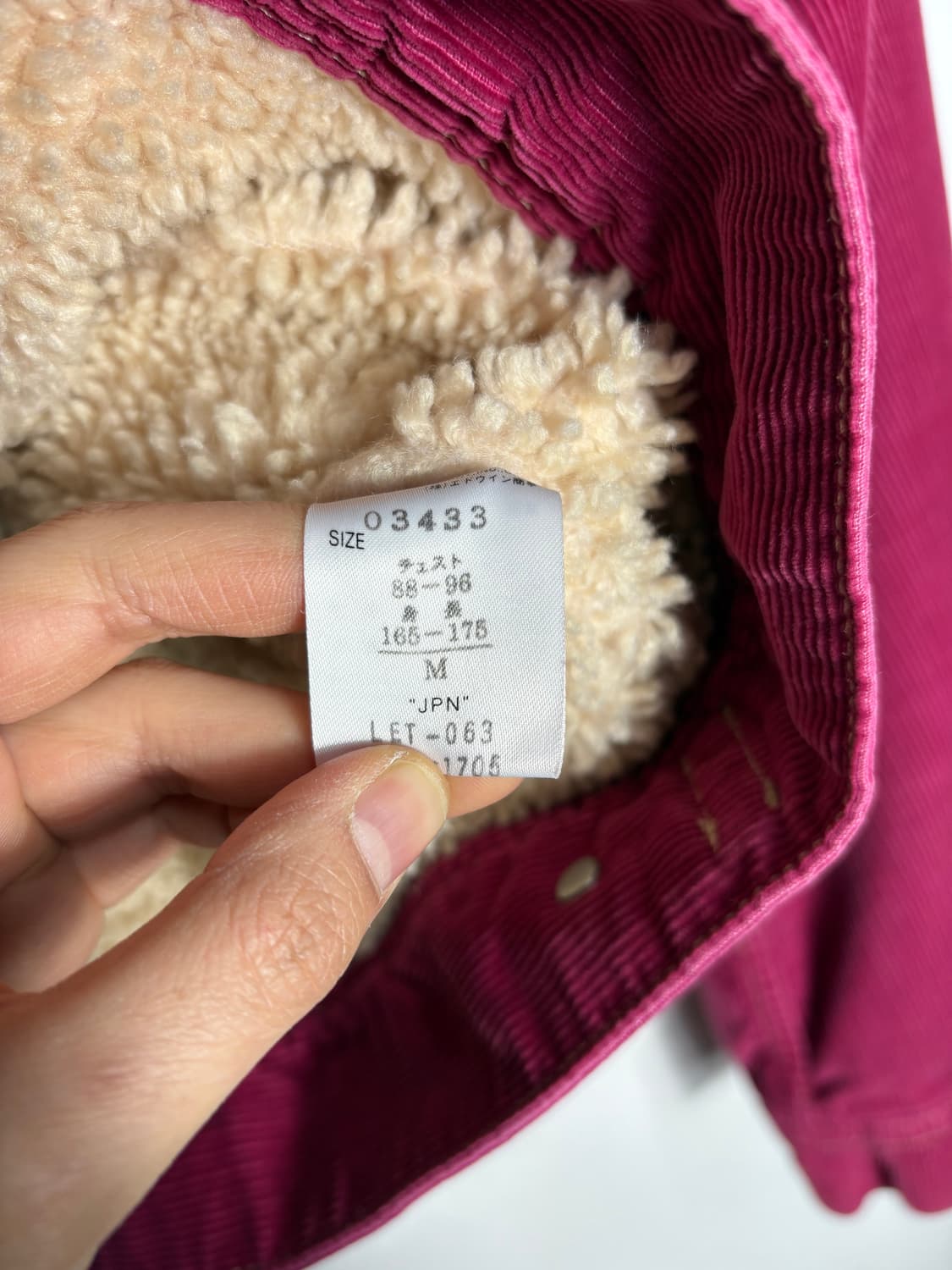 Lee 리 시어링 카라 핑크 코듀로이 자켓 상품이미지4