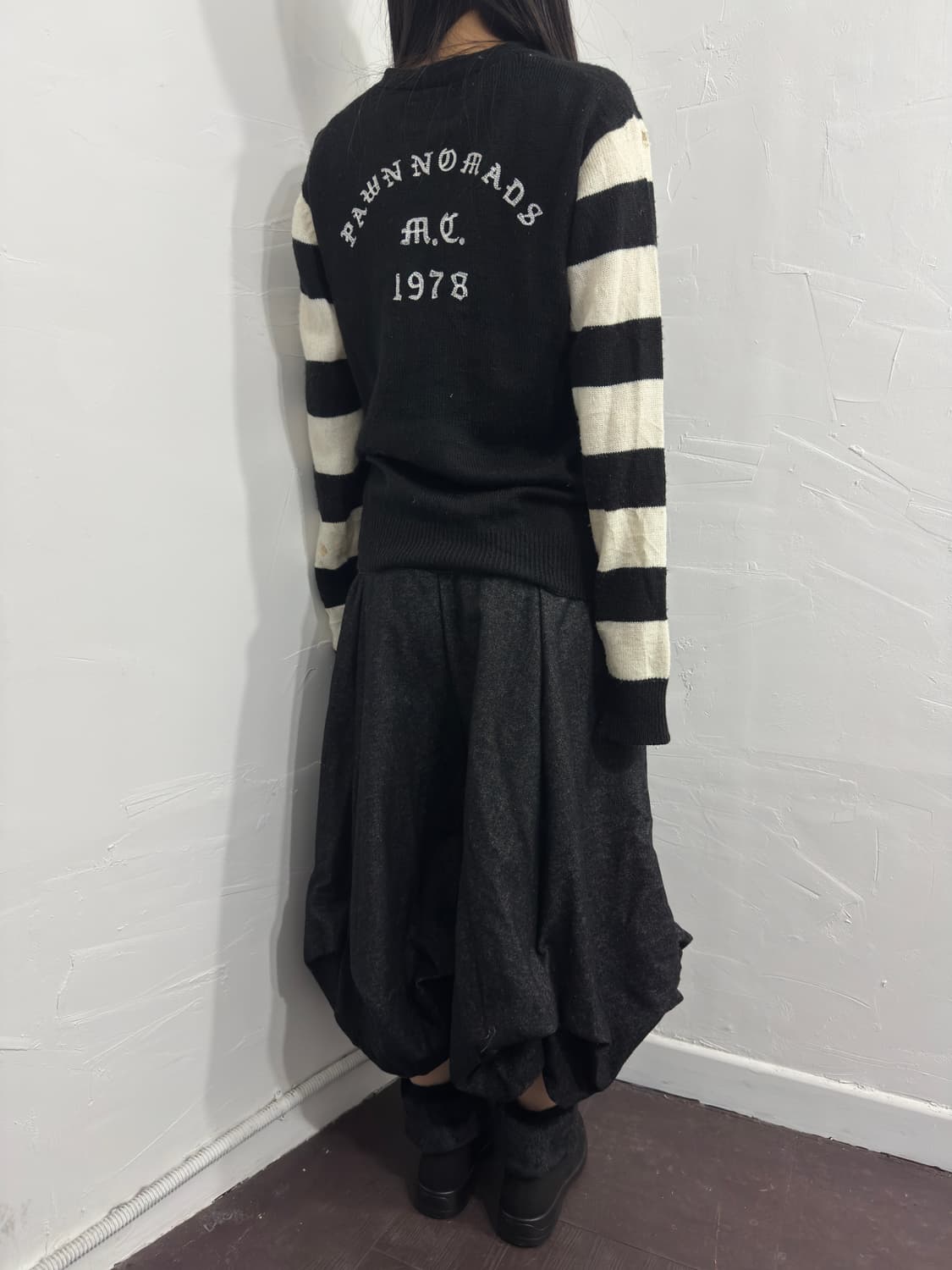 skull stripe detail cardigan 상품이미지5