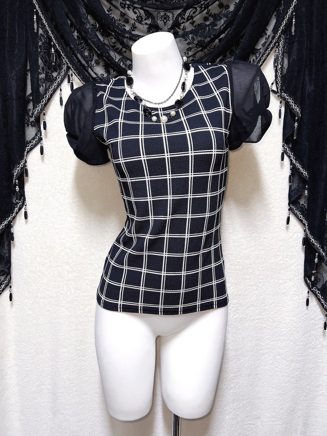 세실맥비 로맨틱갸루 백리본 숄더트임 로걀탑 오네 히메 러블리 핀터 반팔 상품이미지7