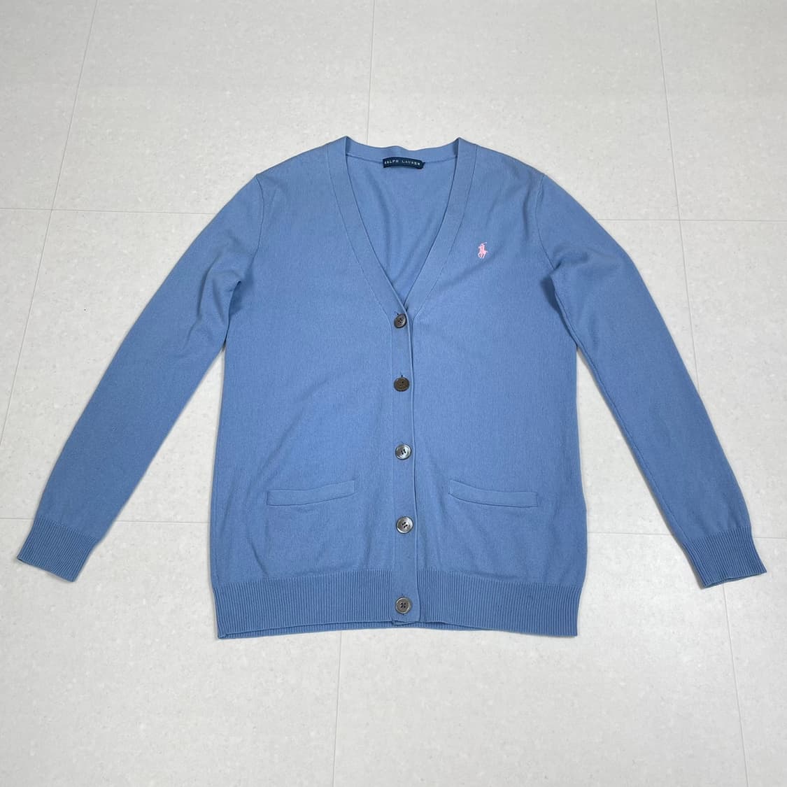 랄프로렌 스카이블루 캐시미어100 브이넥 가디건 상품이미지1