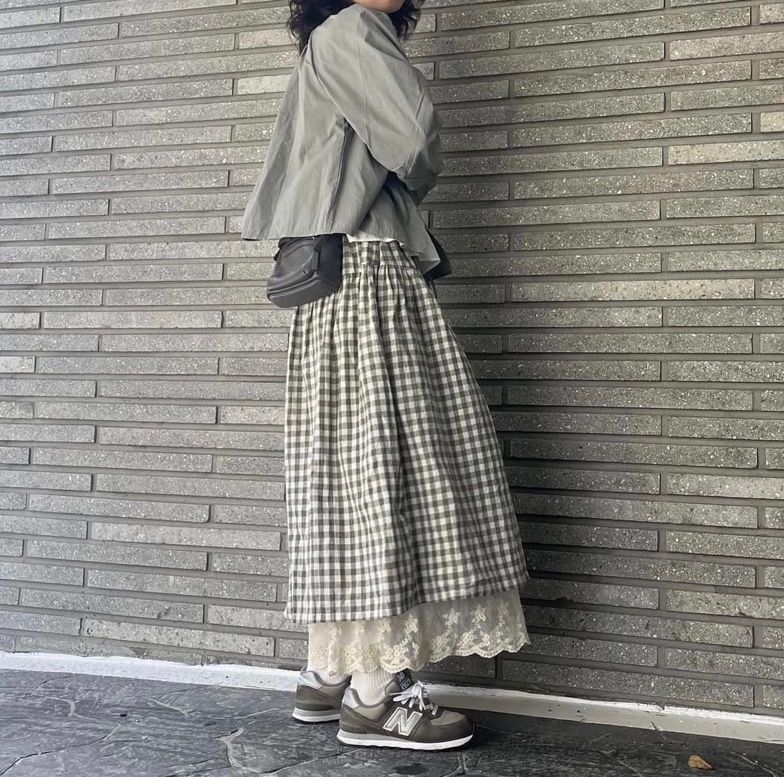 빈티지 체크 레이스 캉캉스커트 상품이미지2