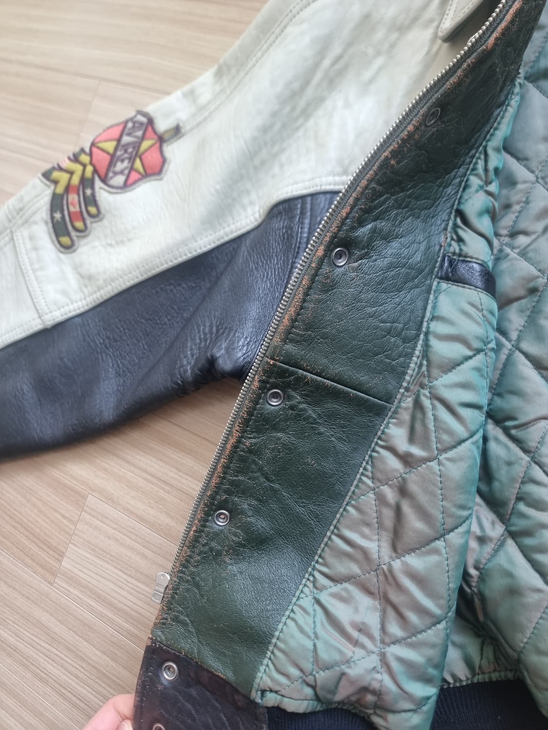 90~00s 아비렉스 와일드베어 레더 바시티 자켓 상품이미지10