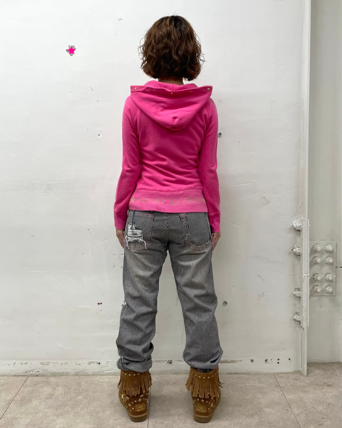 Skeleton Star Stud Pink Hoodie Zip-Up  상품이미지6