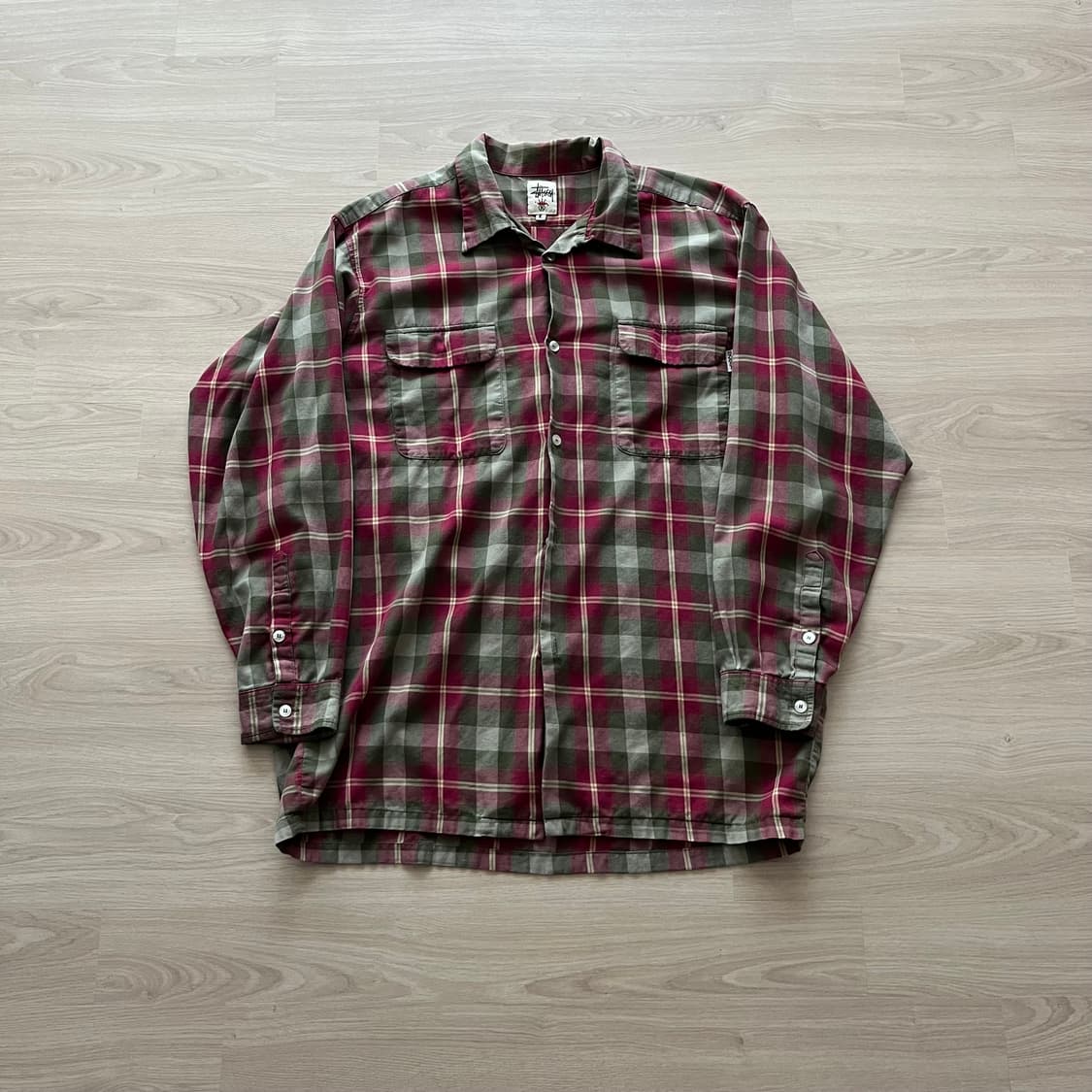 [L] 90s 빈티지 올드 스투시 체크 셔츠 상품이미지1