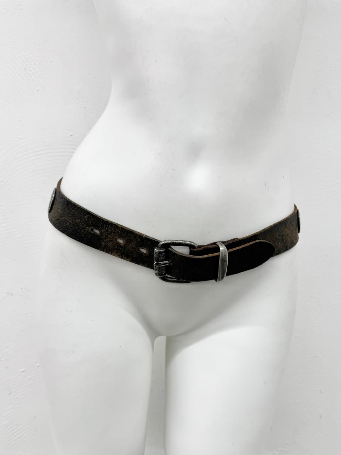 리얼레더 빈티지 스터드 버클 벨트 상품이미지2