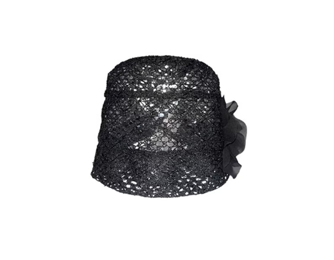 CHIFFON CORSAGE LACE BEANIE BLACK 상품이미지1