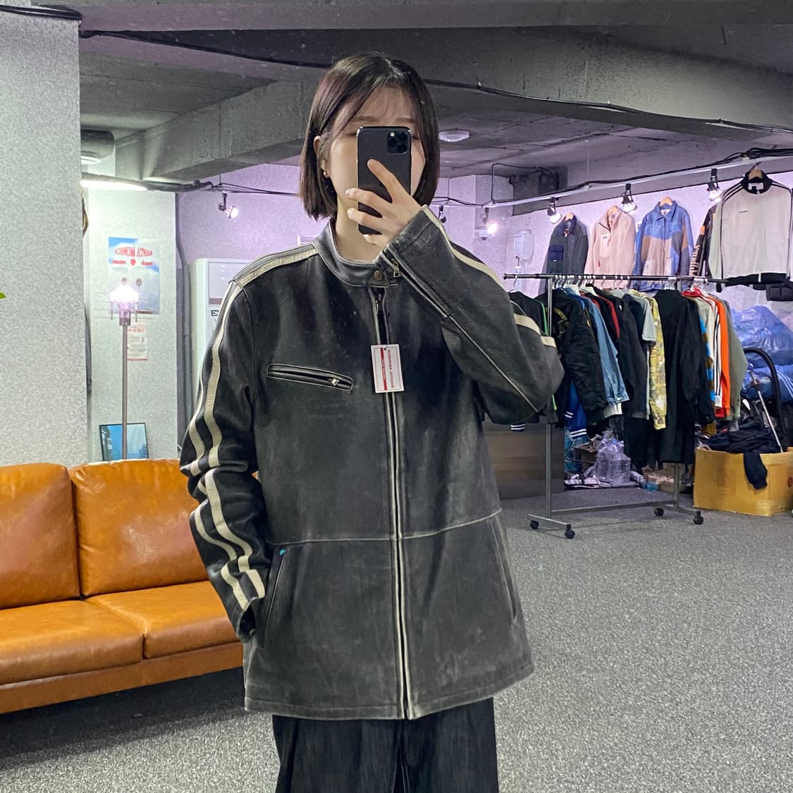 인터크루 빈티지 워시드 트랙탑 레더자켓 B4495 상품이미지1