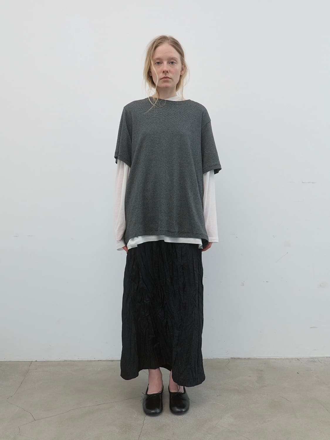 낫띵에브리띵 RELAXED STRIPE TEE IN BLACK 상품이미지1