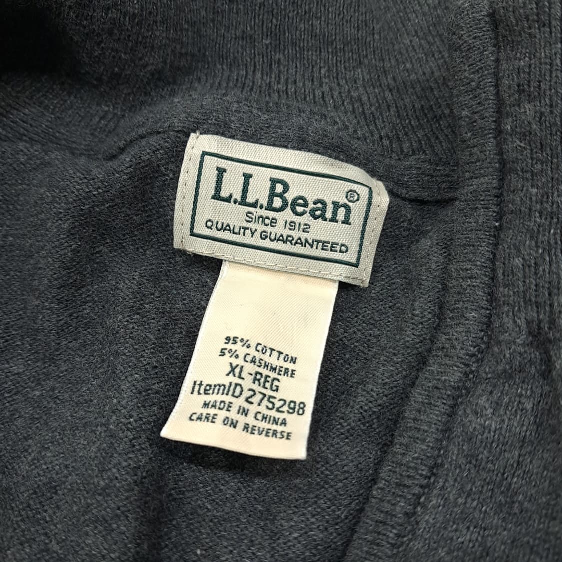 CL017 엘엘빈 캐시미어혼방 차콜 하프집업 니트 스웨터 상품이미지4