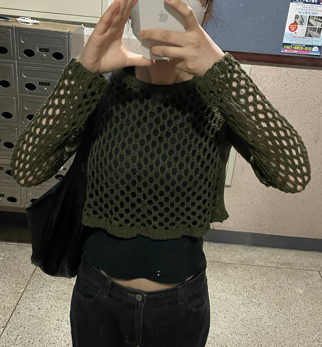 빈티지 여름 니트 카키  상품이미지1