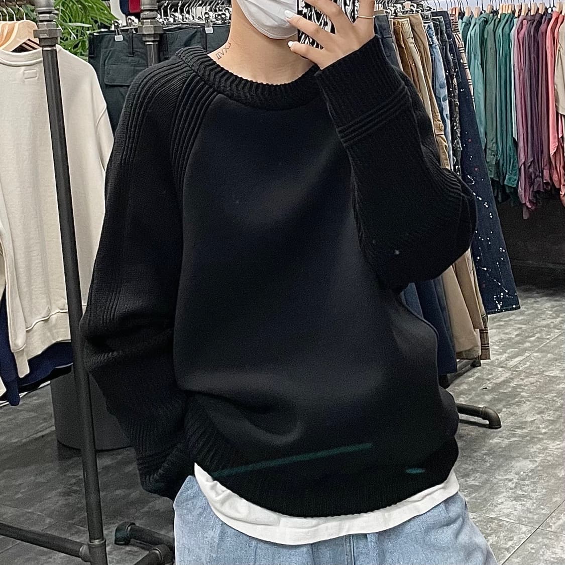 준지 블랙 니트 맨투맨  상품이미지1