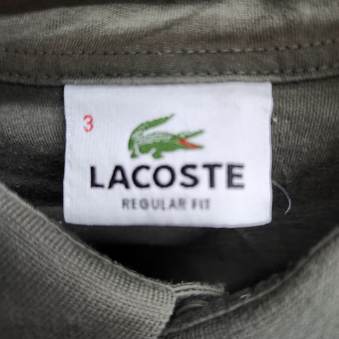 라코스테 스트라이프 올리브카키 반팔카라 3(M) 상품이미지5