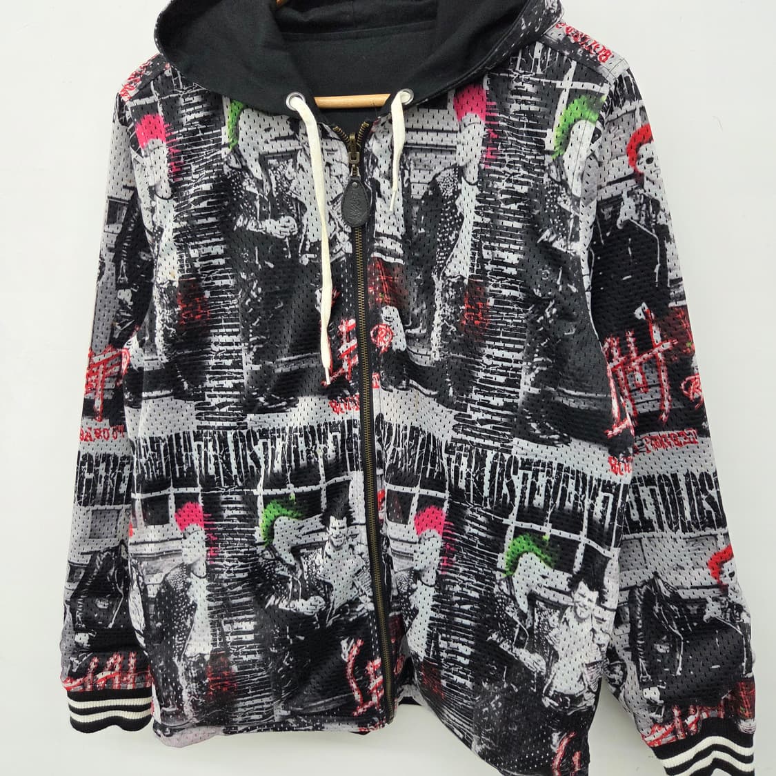 빈티지 힙 프린팅 후드 리버시블 집업 남L 상품이미지3