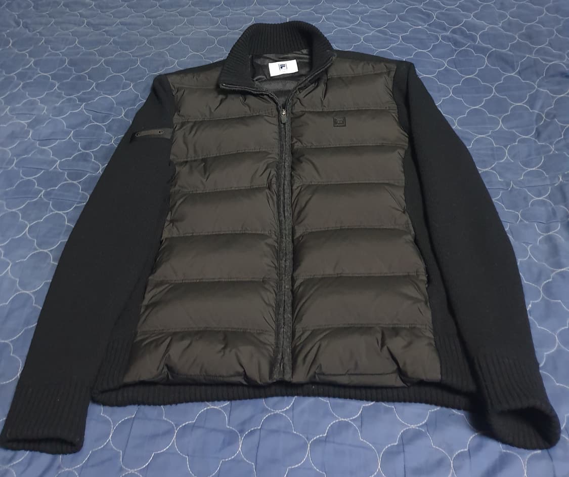 FILA 방풍 다운패딩 배색 리치울 니트집업 (100) 상품이미지1