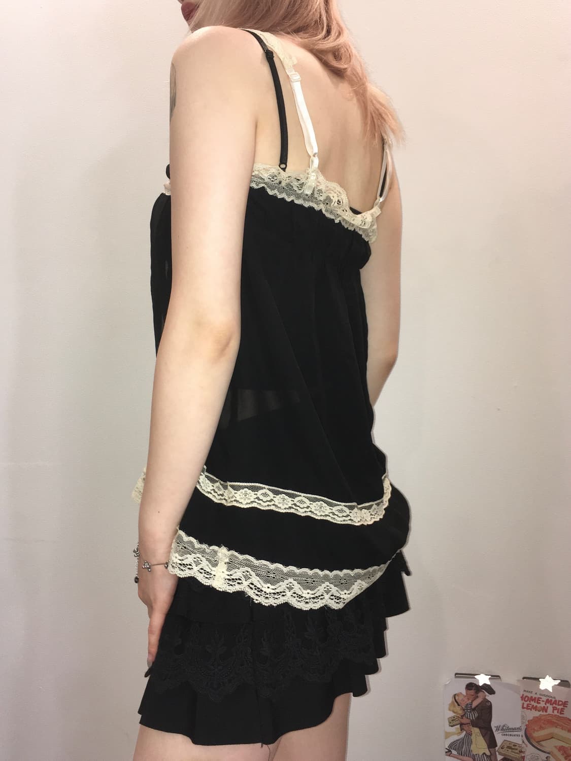 jpn vintage black lace frill sleeveless 상품이미지3