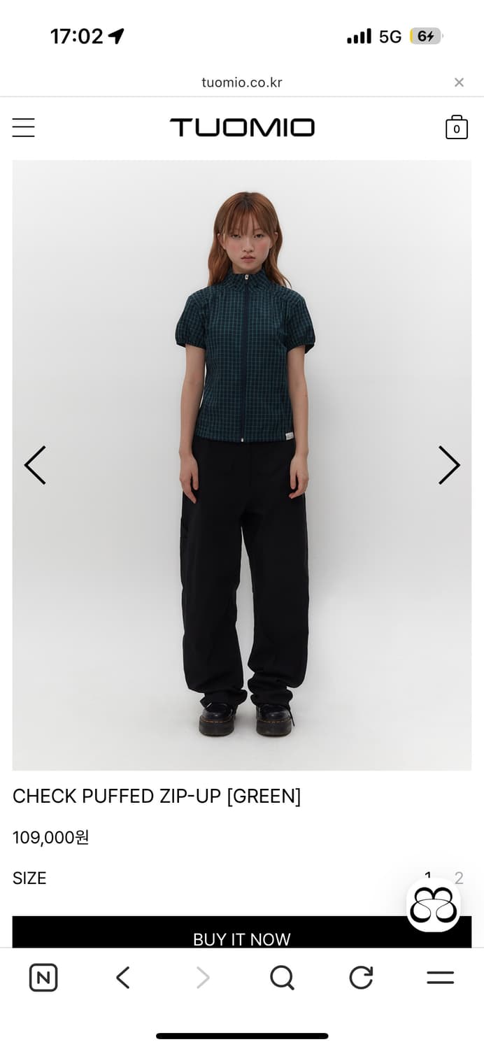 Tuomio CHECK PUFFED ZIP-UP GREEN 상품이미지1