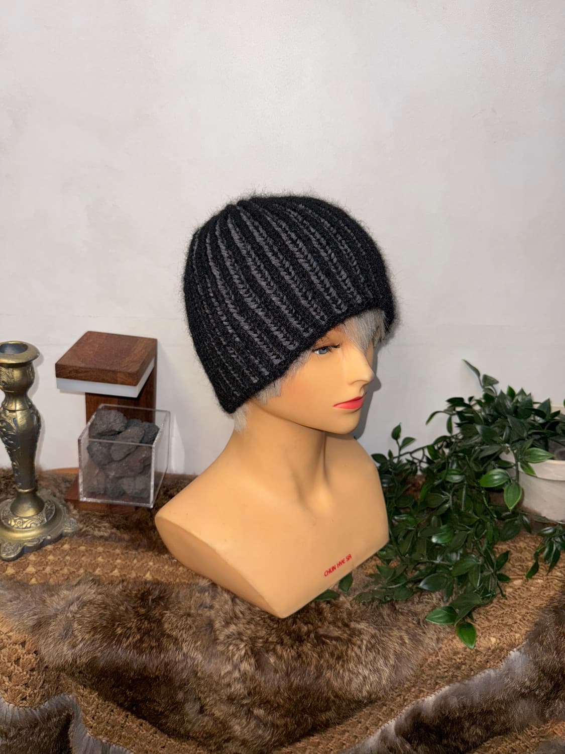 Black & gray stripe knit beanie 상품이미지4