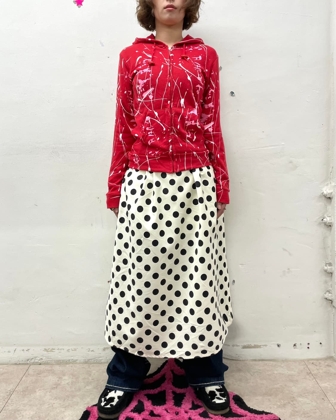 Pink Painting Red Hooded Zip-Up 상품이미지4