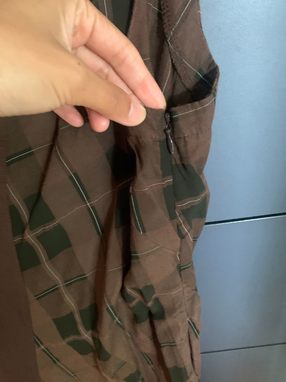 체크 롱 펑크 나시 원피스 상품이미지2