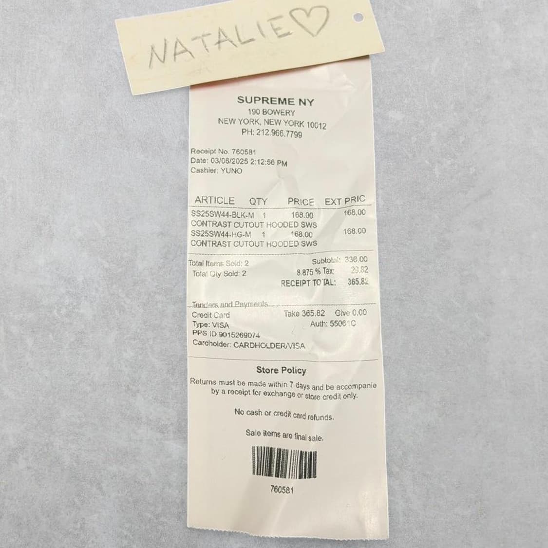 (매장 구매)슈프림 콘트라스트 컷아웃 후드티 스웨트셔츠 헤더 그레이 상품이미지7