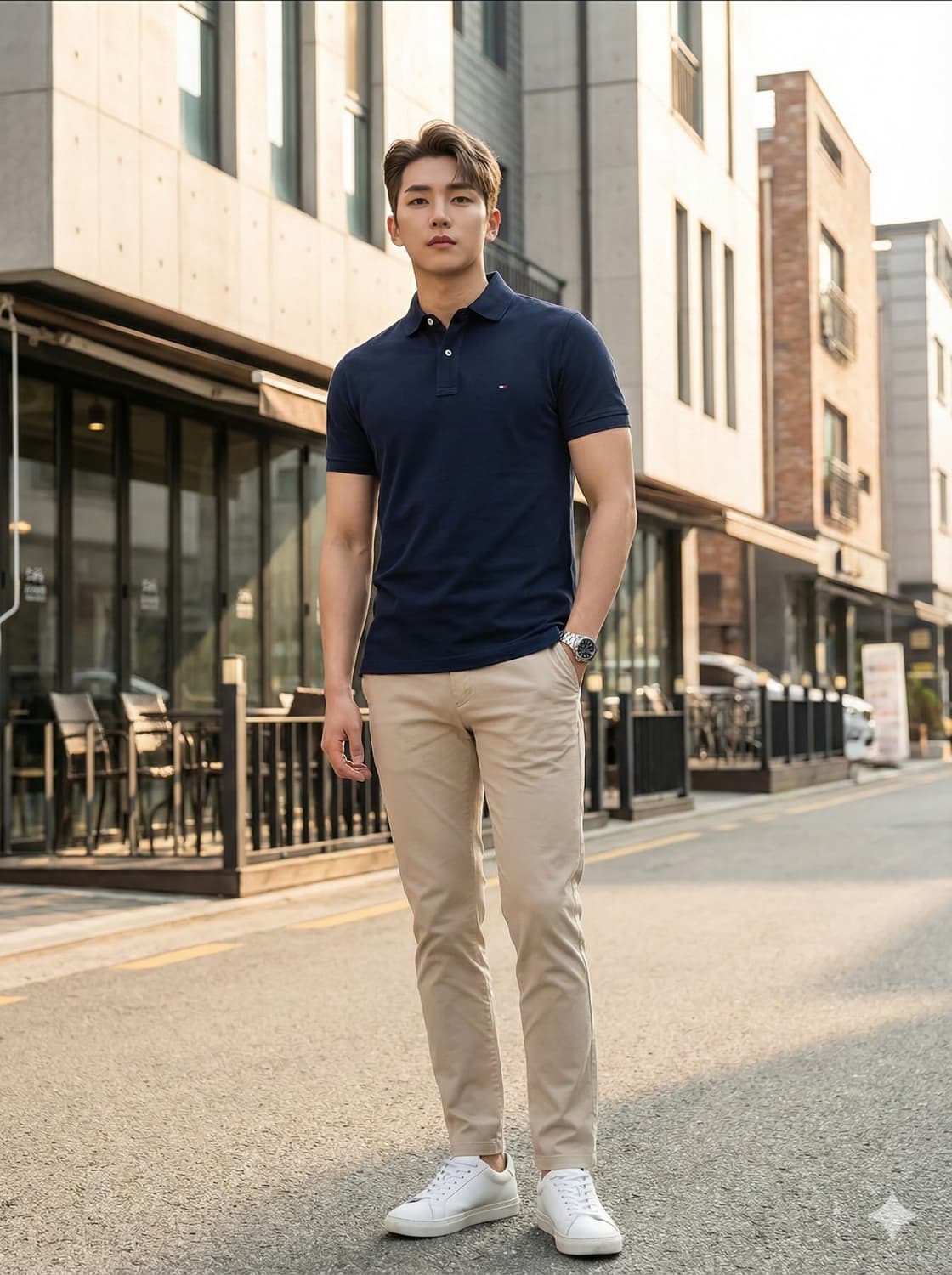 타미힐피거. 남자 커스텀핏 반팔 카라티_M 상품이미지1