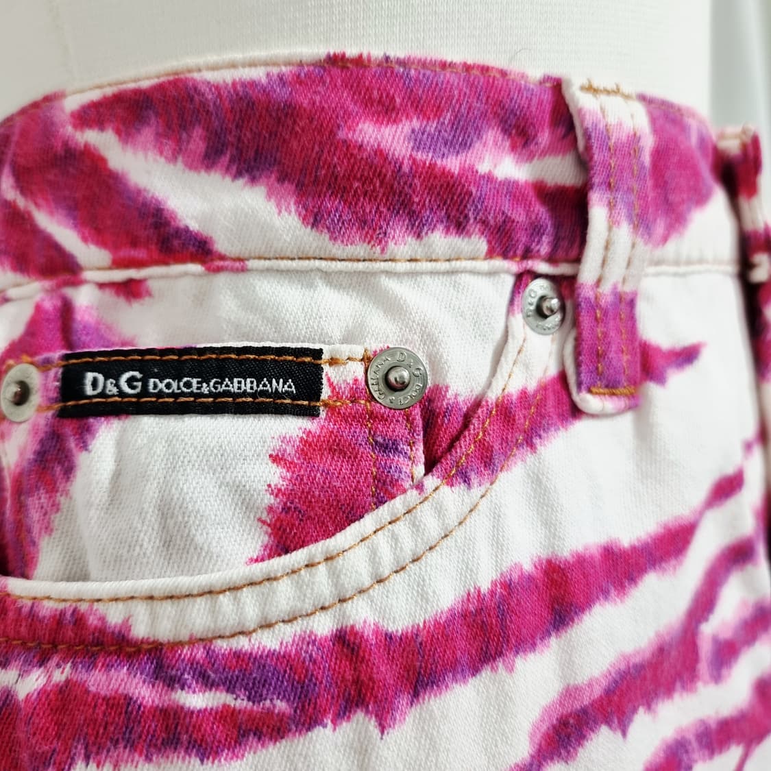 돌체앤가바나 D&G 핑크레오파드 코튼데님 스커트 치마 (표기26/40) 상품이미지5