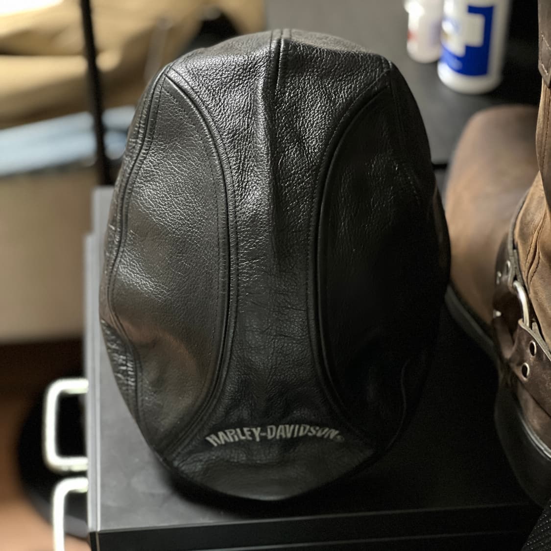 할리데이비슨 가죽 헌팅캡 블랙 L (약58-59호) 상품이미지4