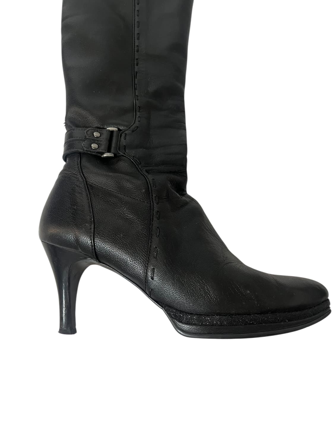 Vintage 블랙 가죽 하이힐 롱부츠 245 상품이미지2