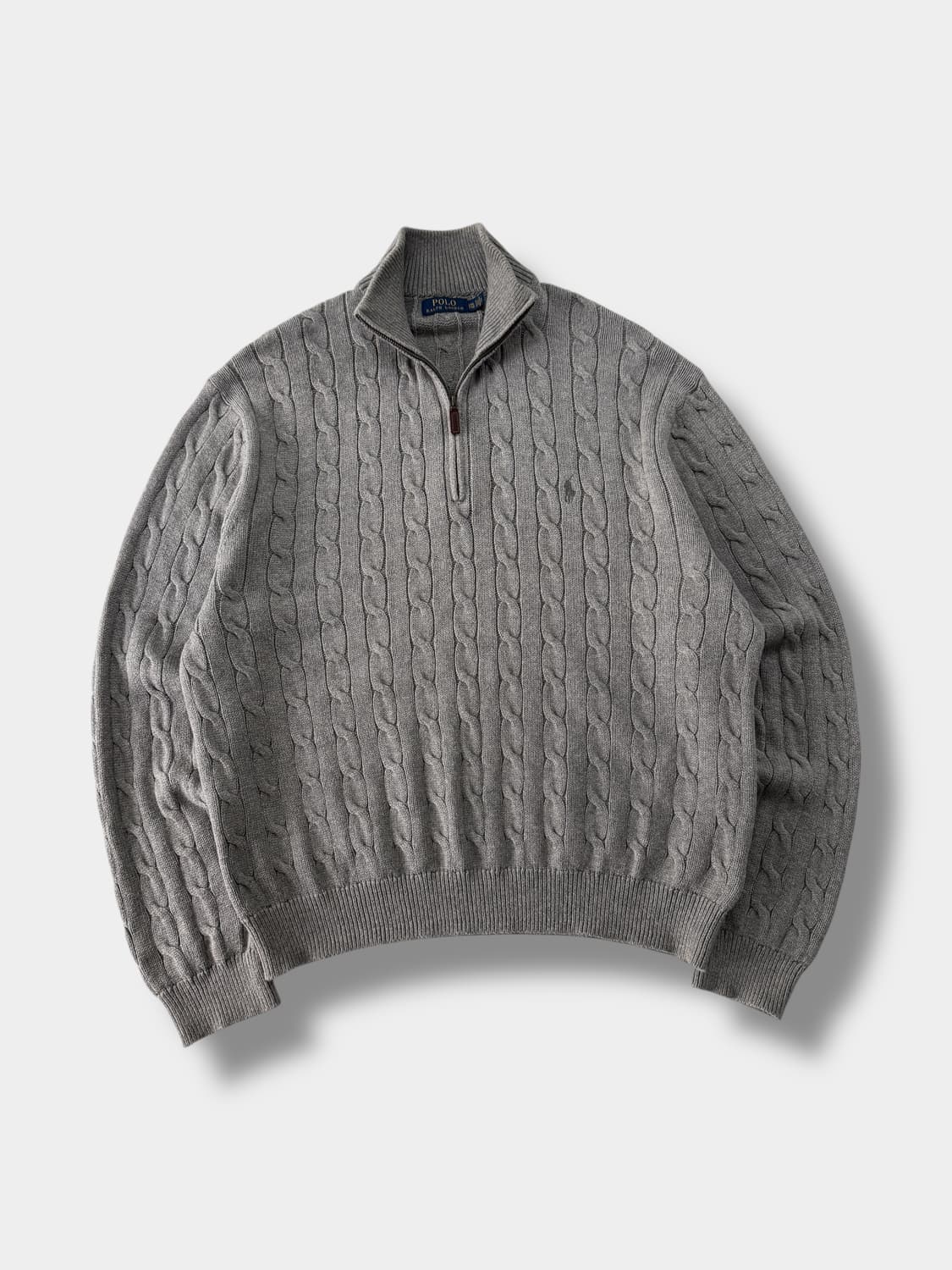 폴로 랄프로렌 오버사이즈 신형 코튼 꽈배기 하프집 니트 상품이미지1