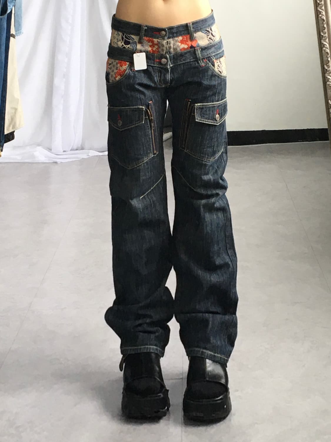 Double waist oriental mood denim pants 상품이미지1