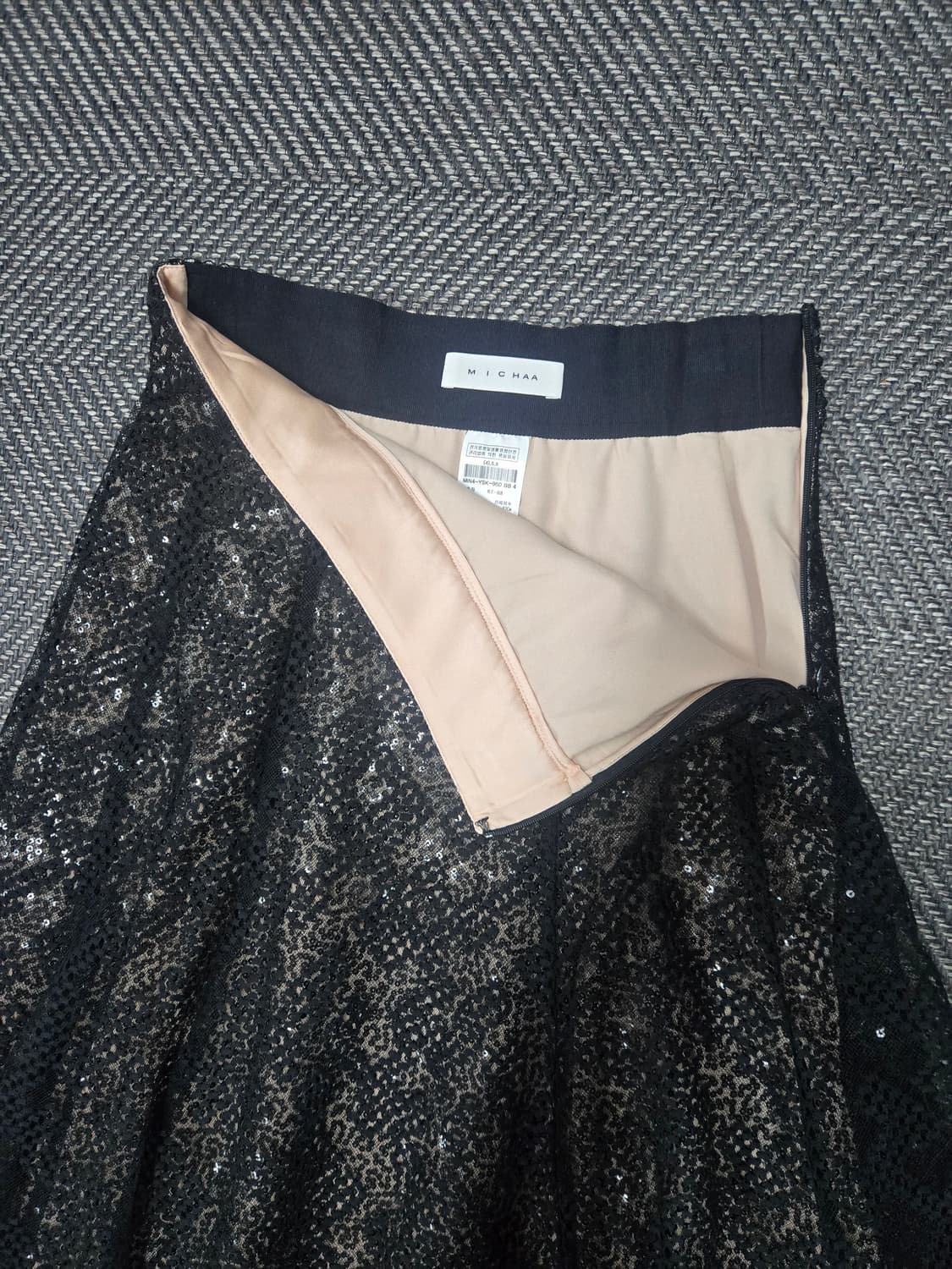 미샤 MICHAA 23ss 블랙 레이스 스커트 밴딩 치마 상품이미지3