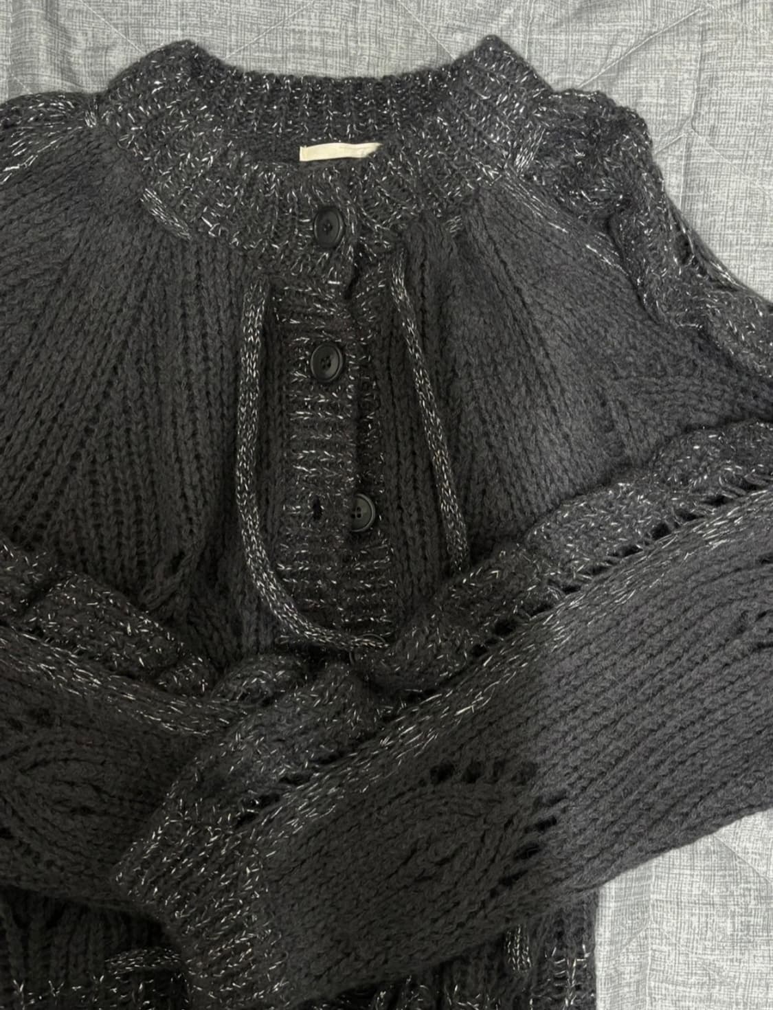 타입서비스 글리터 니트 가디건 챠콜 상품이미지3