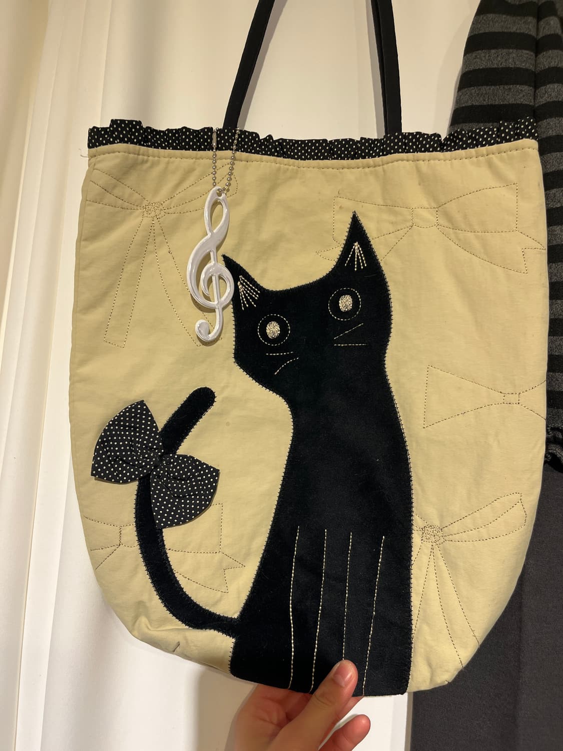 그레이 스트라이프 치마바지 + 고양이 가방 세트 🐈‍⬛ 상품이미지3