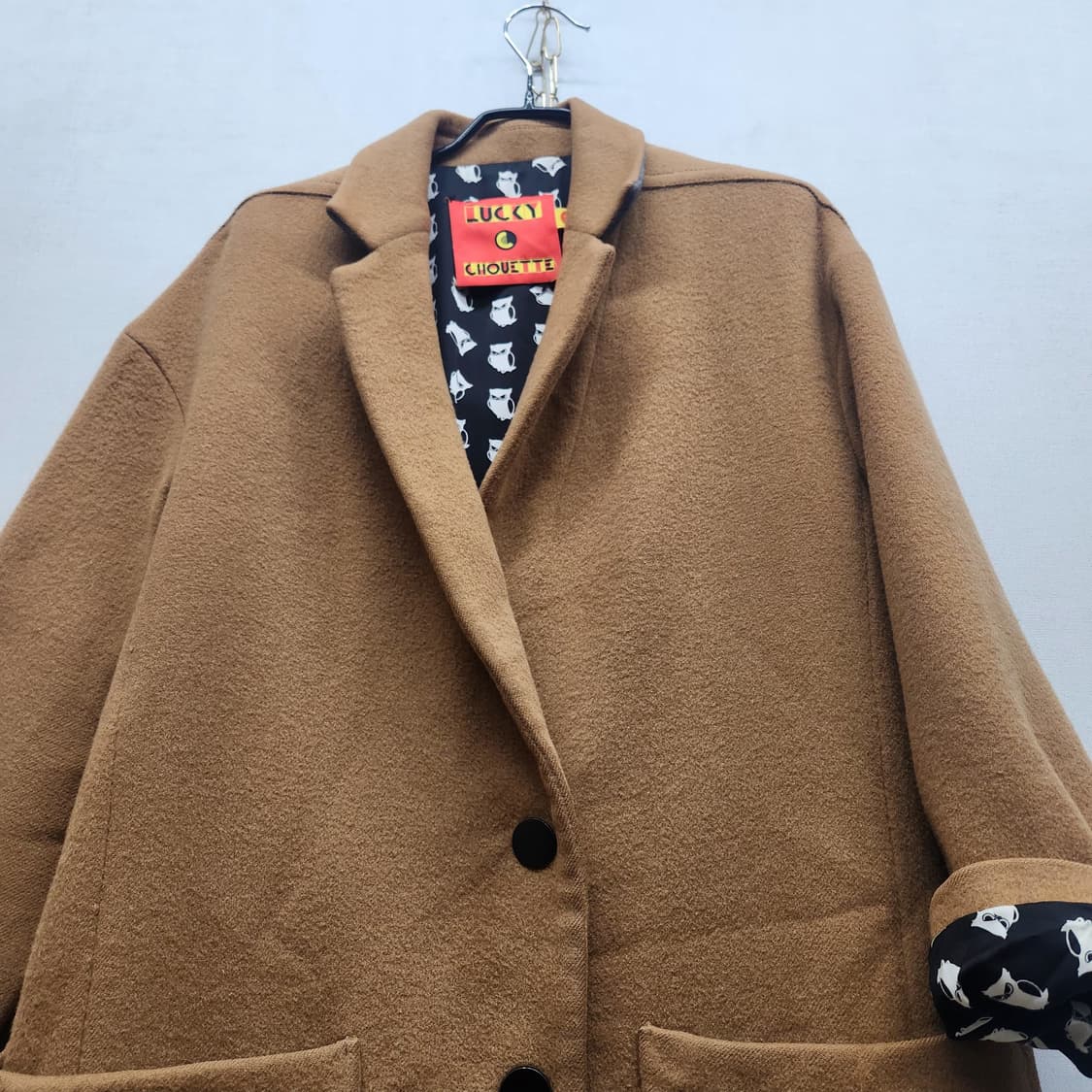 럭키슈에뜨 브라운 모100% 롱 코트 36(L) 상품이미지3