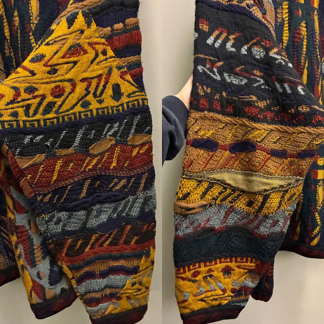 (M/103)Coogi 쿠지 3D 에스닉 빈티지 케이블 V넥 니트 상품이미지7