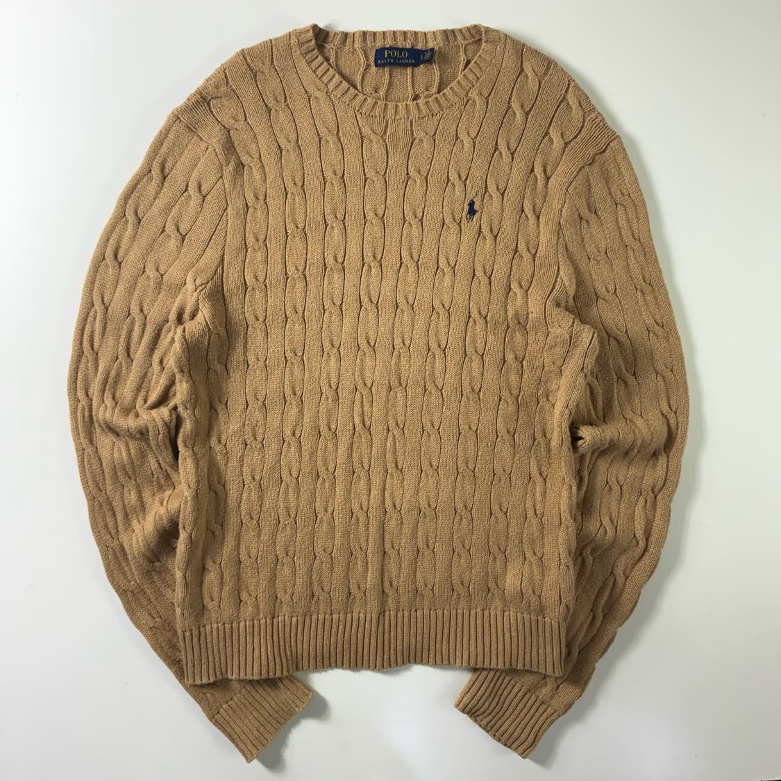 Polo  폴로 랄프로렌 자수 코튼 베이지 꽈배기 니트  상품이미지1