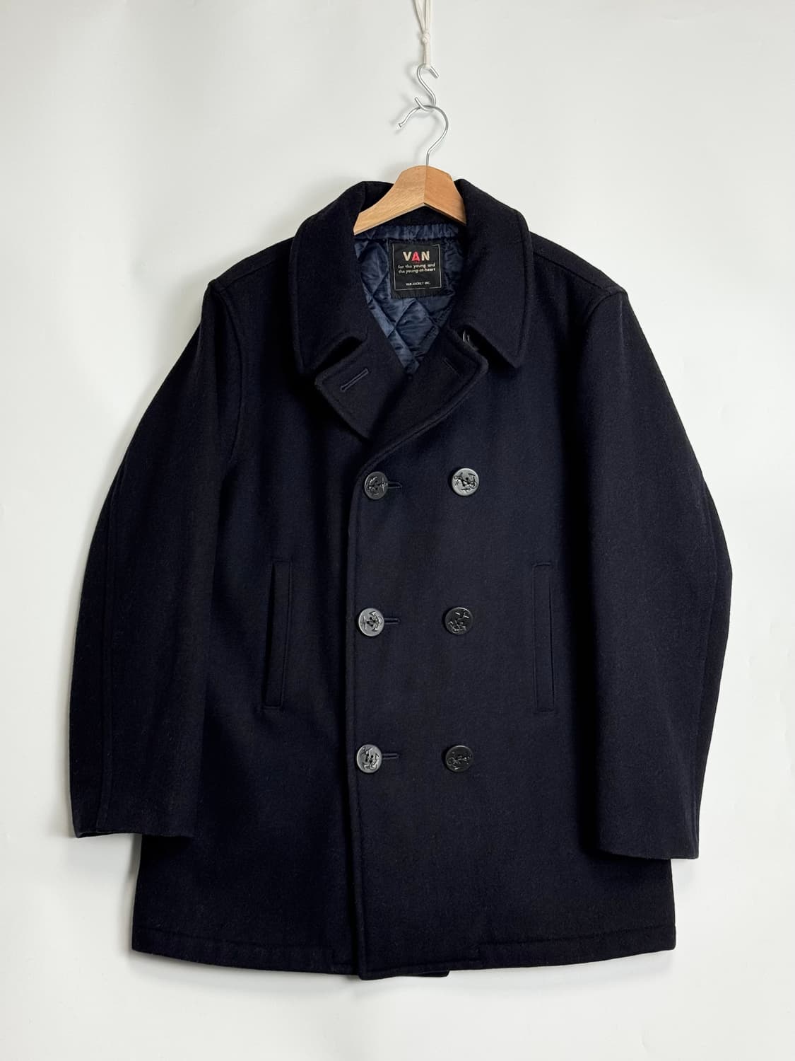 VAN JAC 반자켓 빈티지 멜튼 울 피코트 네이비 M 상품이미지2