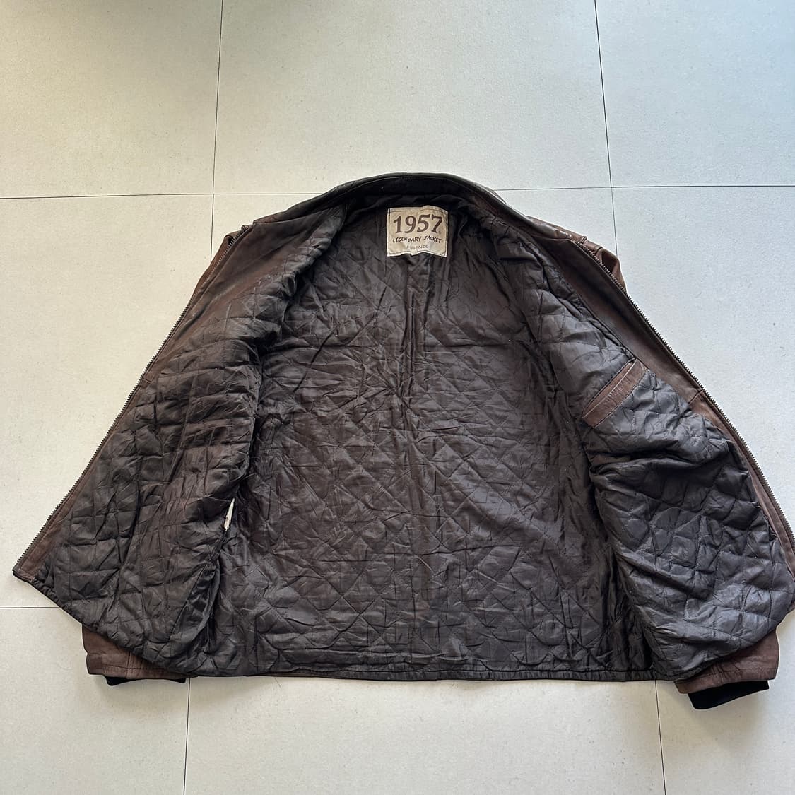 90년대 1957 피렌체 빈티지 이탈리아 생산 레더 자켓 M 상품이미지5