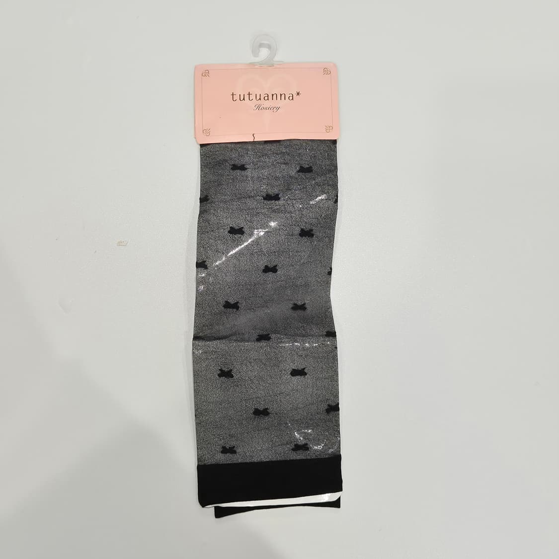 tutuanna 리본 패턴 블랙 시스루 니삭스 상품이미지1